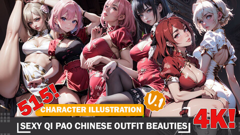 515 Sexy Qi Pao Chinese Outfit Beauties Diverse Outfit Character Design Reference Art V1 4K