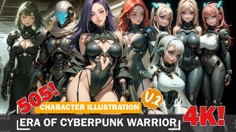 505 Era of Cyberpunk Warrior Diverse Outfit Character Design Reference Art V2 4K