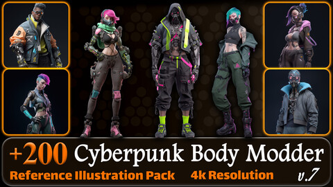 200 Cyberpunk Body Modder Reference Pack | 4K | v.7