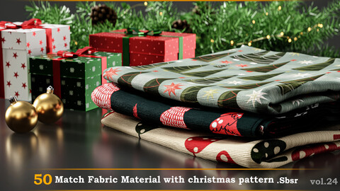 50 Match Fabric Material with Christmas pattern_SBSR.vol.24