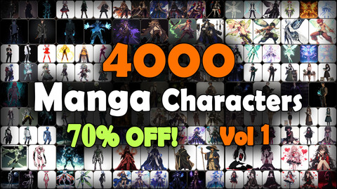 4000 Manga Characters (Full Body) Reference Pack | MEGA Bundle | 4K | v.1