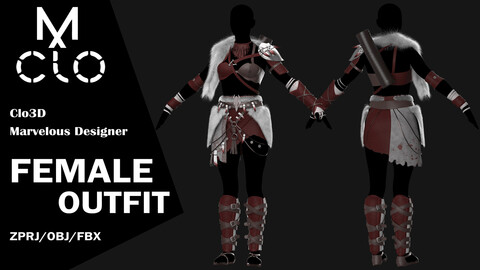 Female outfit / Clo3d / Marvelous designer / Project file / Obj / Fbx / Zprj