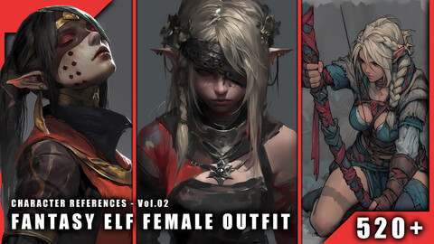 520+ Fantasy Elf Female Outfit - Character References Vol.02