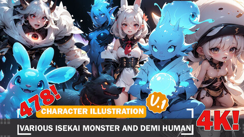 478 Various Isekai Monster and Demi-Human Diverse Outfit Character Design Reference Art V1 4K