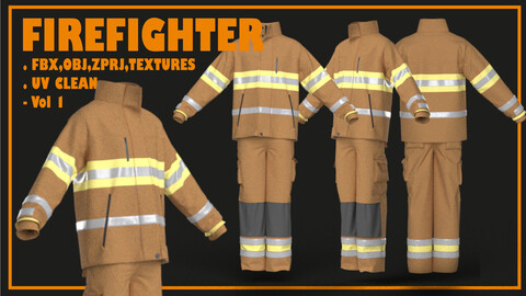 Firefighter man uniform / zprj file  / clo3d, marvelous designer/outfit