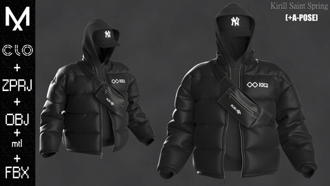 Streetwear Male Marvelous designer/Clo3d OBJ mtl FBX ZPRJ+ A-POSE