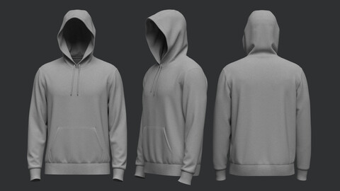 Male Hoodie_Hood Up 3D Model