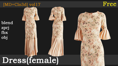 Dress[fbx+obj+zprj+blend][md+clo]vol17 Free