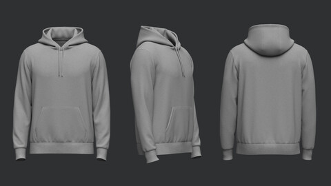 Male Hoodie_Hood Down 3D Model