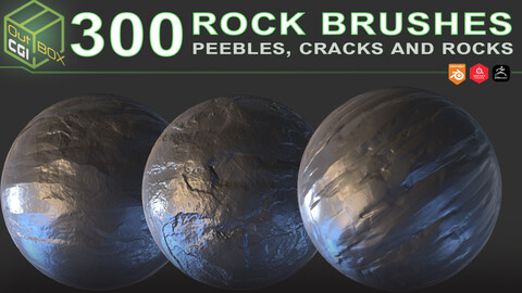 300 Rock Brushes for ZBrush, Blender, and Substance Painter - 70% RELEASE DISCOUNT