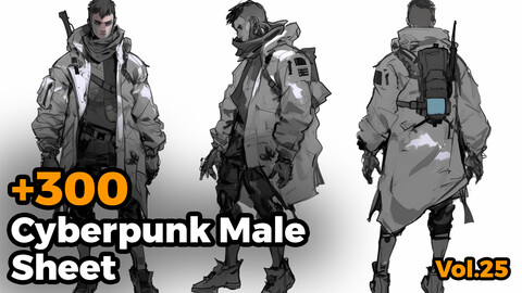 +300 Cyberpunk Male Sheet Reference Images(4k)