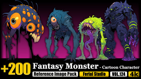 200 Fantasy Monster - Cartoon Character Reference Image Pack v.124 |4K|