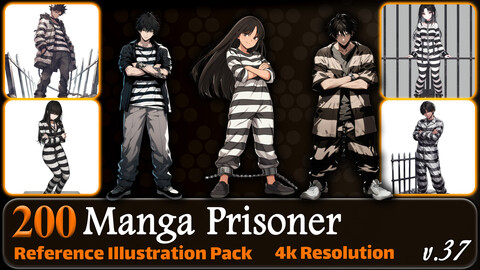 200 Manga Prisoner (Full Body) Reference Pack | 4K | v.37