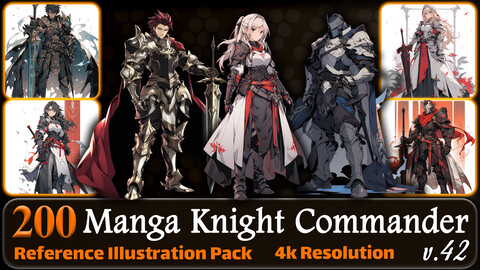 200 Manga Knight Commander (Full Body) Reference Pack | 4K | v.42