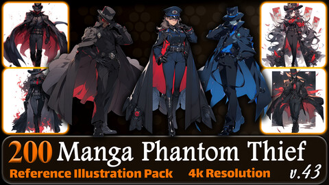 200 Manga Phantom Thief (Full Body) Reference Pack | 4K | v.43