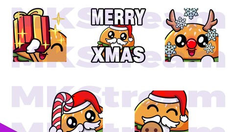 Twitch emotes cute burger merry christmas pack