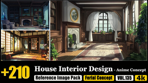 210 House Interior Design - Anime Concept Reference Image Pack v.135 |4K|