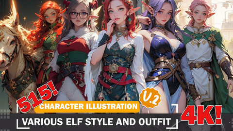 515 Various Anime Elf Style Specialist and Outfit Diverse Outfit Character Design Reference Art V2 4K