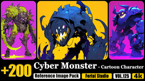 200 Cyber Monster - Cartoon Character Reference Image Pack v.125 |4K|