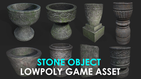 8 in 1 stone lowpoly game asset