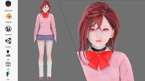 Cosplay Momo Ayase - UE5 - Unity - Blender - Animated - Realistic Female Character