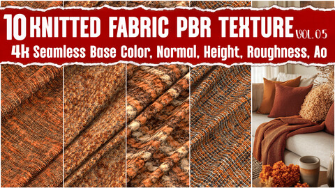 Knitted Fabric VOL.05|4K Seamless PNG PBR Textures