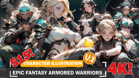 515 Epic Fantasy Armored Warrior Diverse Character and Outfit Reference Intricate Designs and Reference Art V2 4K