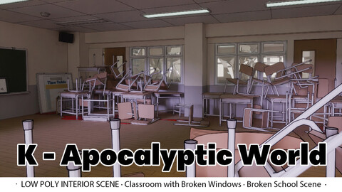 Destroyed Schoolroom in an Apocalyptic World