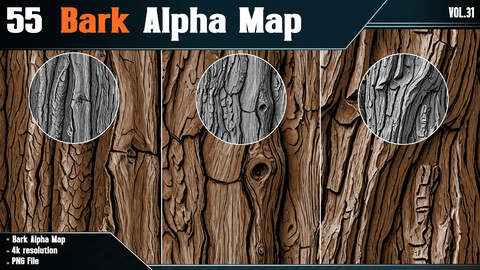 55 Bark Alpha Map - Vol.31 ( 4K PNG )