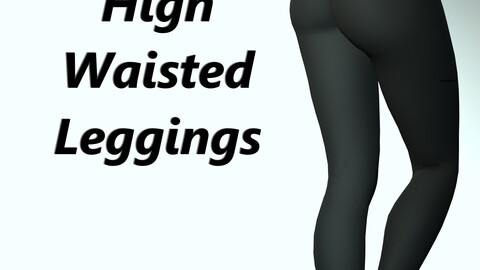 Black High Waisted Leggings - 4K - Low Poly