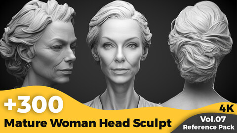 +300 Mature Woman Head Sculpt Reference Images(4k)