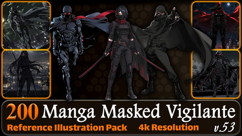 200 Manga Masked Vigilante (Full Body) Reference Pack | 4K | v.53