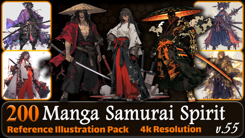 200 Manga Samurai Spirit (Full Body) Reference Pack | 4K | v.55