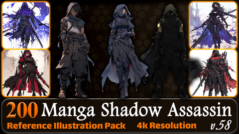 200 Manga Shadow Assassin (Full Body) Reference Pack | 4K | v.58