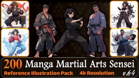 200 Manga Martial Arts Sensei (Full Body) Reference Pack | 4K | v.64