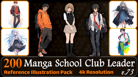 200 Manga School Club Leader (Full Body) Reference Pack | 4K | v.73