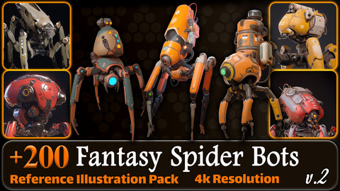 200 Fantasy Spider Bots Reference Pack | 4K | v.2