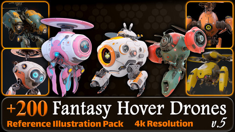 200 Fantasy Hover Drones Reference Pack | 4K | v.5