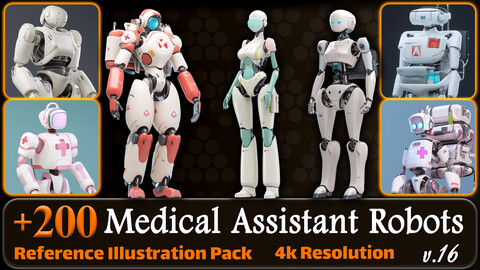 200 Fantasy Medical Assistant Robots Reference Pack | 4K | v.16