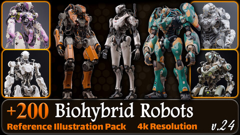 200 Fantasy Biohybrid Robots Reference Pack | 4K | v.24