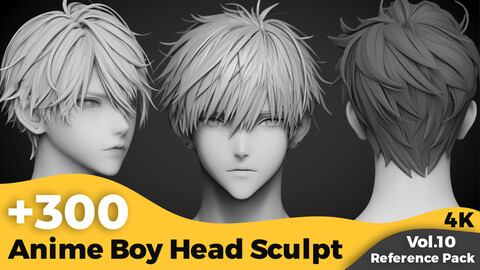 +300 Anime Boy Head Sculpt Reference Images(4k)