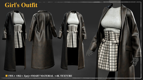 Girl's Outfit 12 / Marvelous Designer / 4k Textures/Smart material / OBJ-FBX