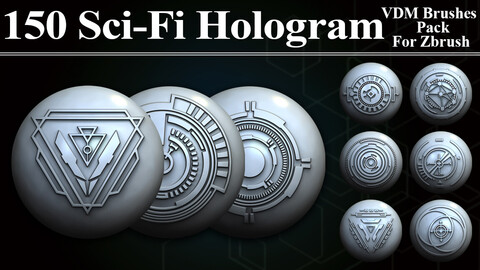 150 Sci -Fi Hologram VDM Brushes Pack for Zbrush