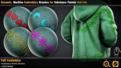 Dynamic/ Machine Embroidery Brushes for Substance Painter