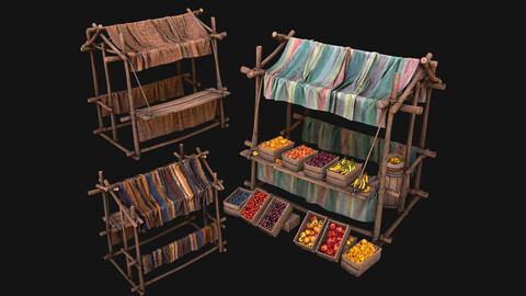 Medieval Market Fruit Stalls Tent Pack