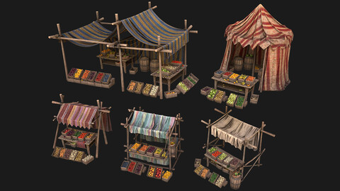 Medieval Market Stalls Tent Pack