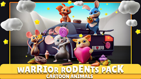 Warrior Rodents Pack - Hamster, Squirrel, Rabbit, Mouse, Rat in Action-Bundle Adventures - #58