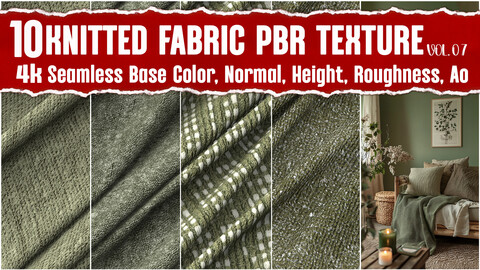 Knitted Fabric VOL.07|4K Seamless PNG PBR Textures