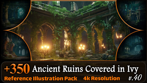 350 Ancient Ruins Covered in Ivy Reference Pack | 4K | v.40