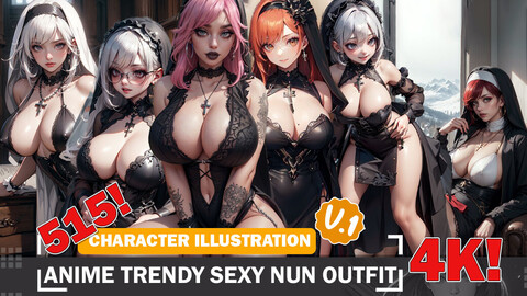 515 Anime Trendy Sexy Nun Outfits Diverse Outfit Character Design Reference Art V1 4K